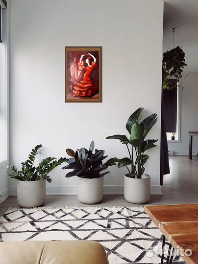 Картина маслом Танцовщица Девушка в красном