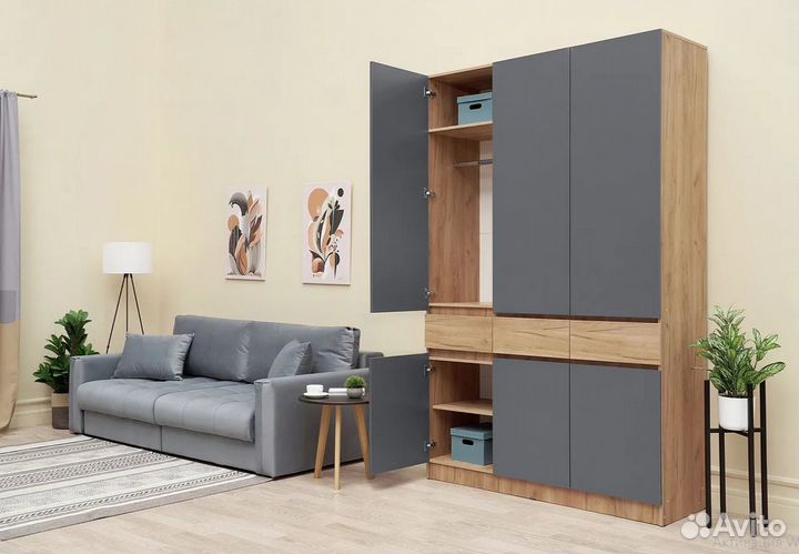 Шкаф распашной серый