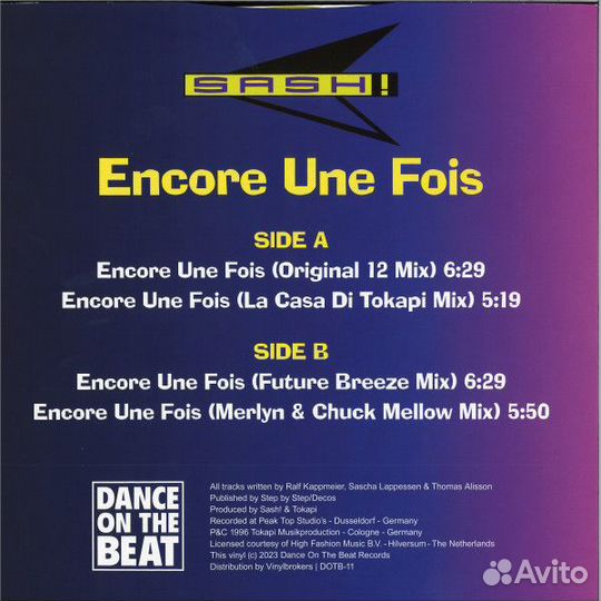 Винил Sash – Encore Une Fois (Reissue 2023)