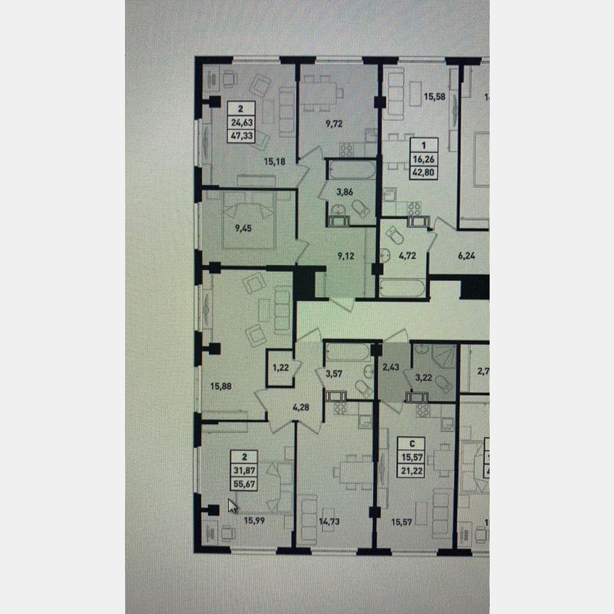 2-к. квартира, 47,3 м², 17/18 эт.