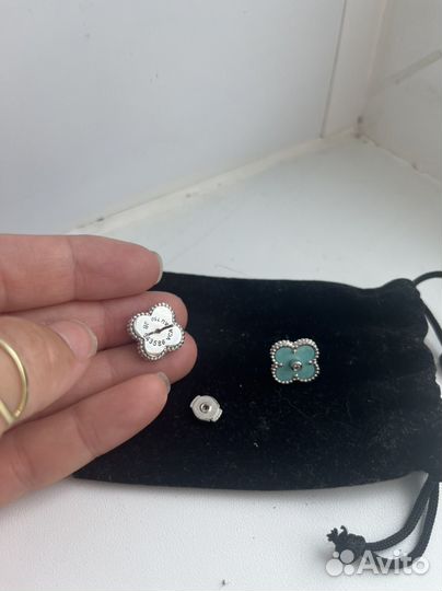 Серьги Van cleef серый перламутр