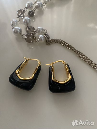 Серьги конго графит Poison drop