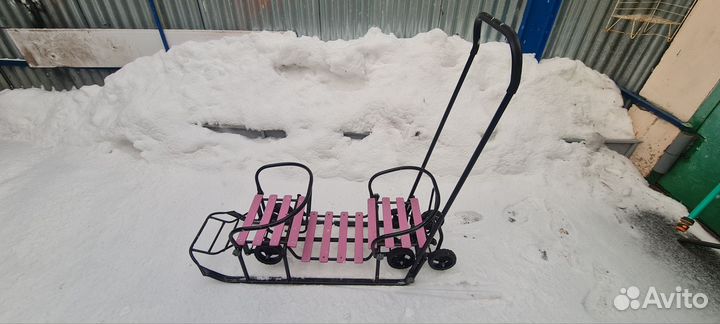 Санки для двойни, погодок с колесами