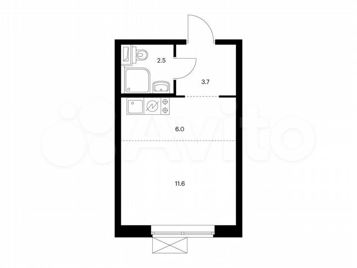 Квартира-студия, 23,8 м², 33/33 эт.
