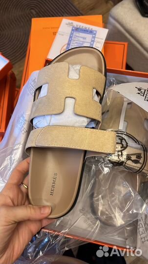 Шлёпанцы hermes натуральная замша (36-41)