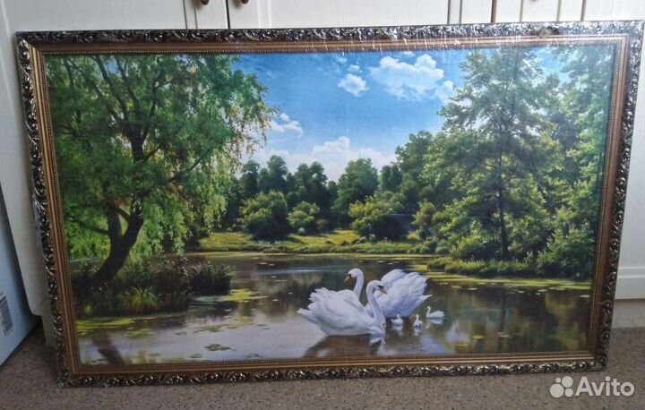 Картины: Кот, Лебеди на пруду