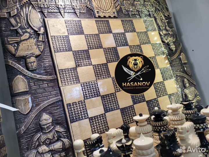 Шахматы нарды шашки 3 в 1 ручной работы