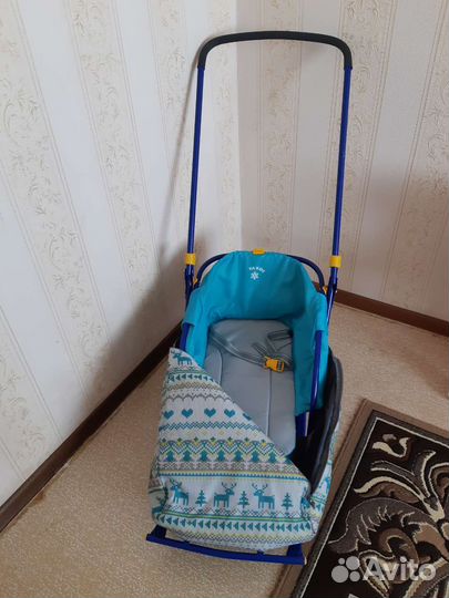 Детские санки складные Nikki 3 с колесами