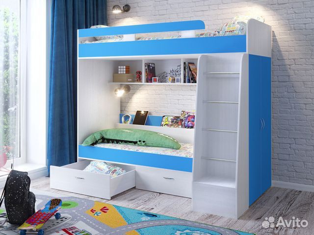 Двухъярусная кровать Юниор-6 со шкафом.Любые цвета