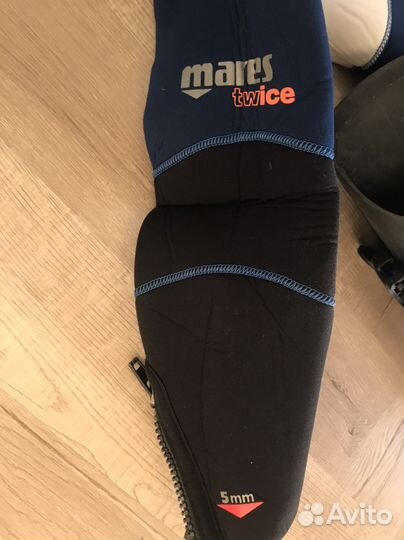 Гидрокостюм 5 мм мужской Мares, сумка, ласты, боты