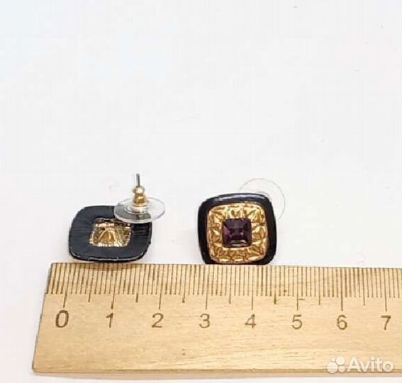 Серьги Пуссет - Кристаллы - Винтаж