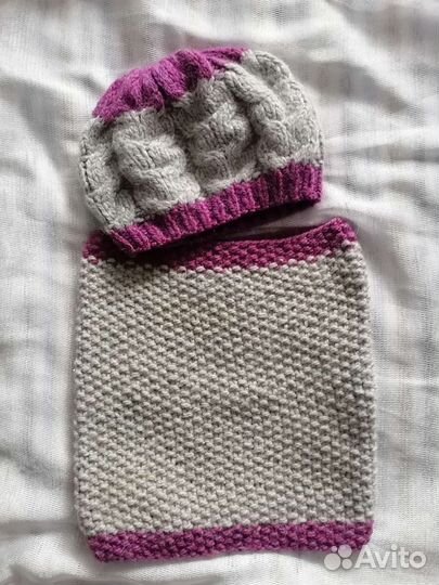 Берет и снуд ручной работы, б/у
