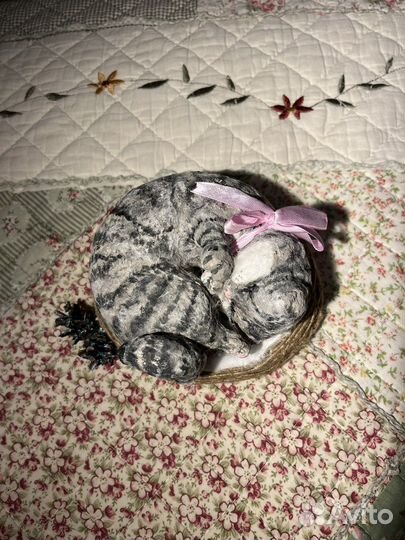 Ватные елочные игрушки ручной работы котенок