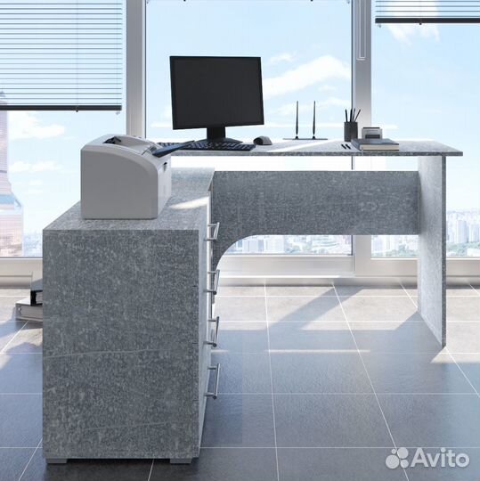 Стол компьютерный Алькор в цвете Бетон
