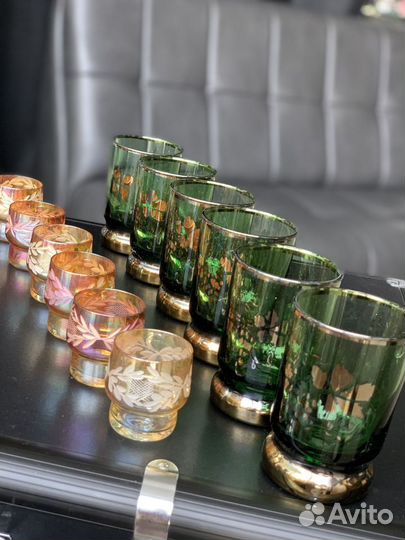 Цветное стекло хрусталь богемия Шувалов стаканны,ф