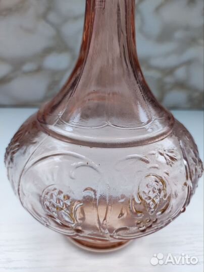 Винтажный графин, стекло розовое 50-60гг