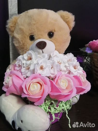 Букет из мыла с игрушкой