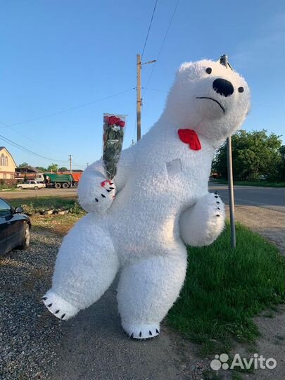 Белый мишка поздравление/Ростовая кукла