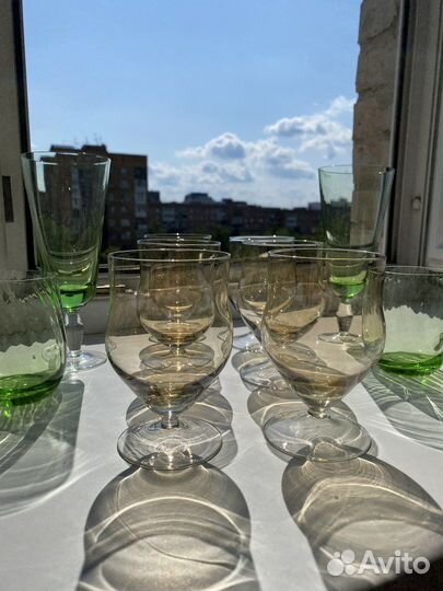 Набор бокалов.цветное дымчатое стекло.ссср