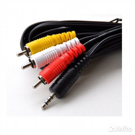 Кабель 3 RCA тюльпан - jack 3,5 (150 см)