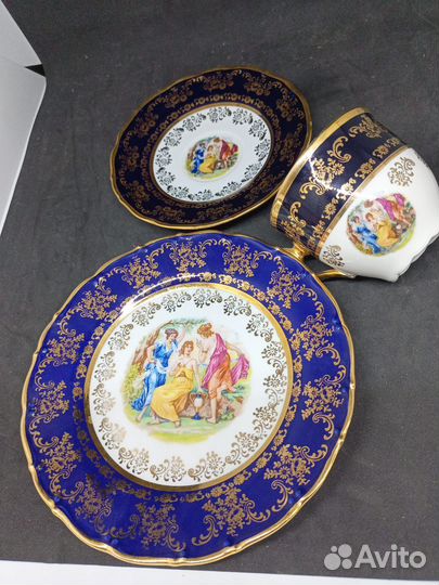 Чайный набор. Чехосл. Кобальт. Оригинал