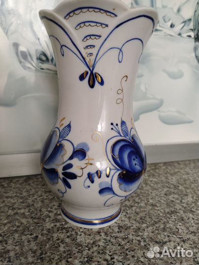 Гжель сахарница, ваза, розетка
