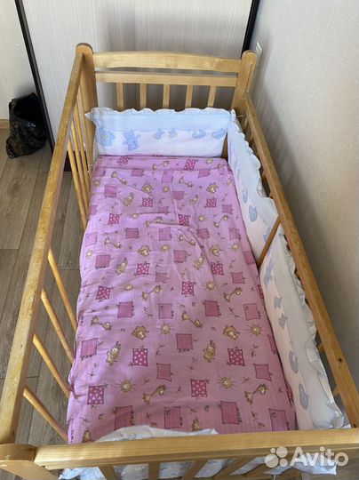 Детская кроватка с матрасом и бортиками бу
