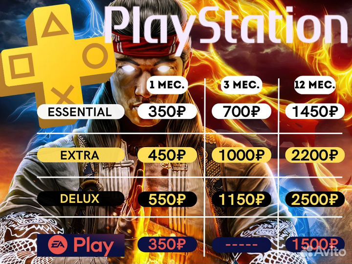 Подписка PS Plus для РФ PS4 & PS5 пс плюс+ EA Play