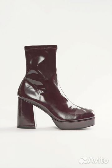 Ботильоны на высоком каблуке бордовые