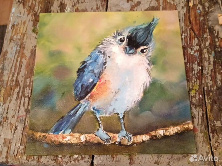 Картины для детей маслом на холсте Птичка