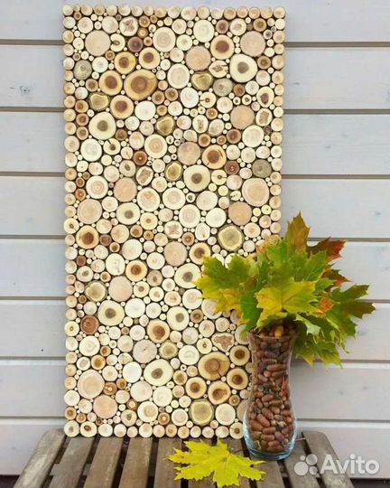 Панно из спилов дерева. Декор