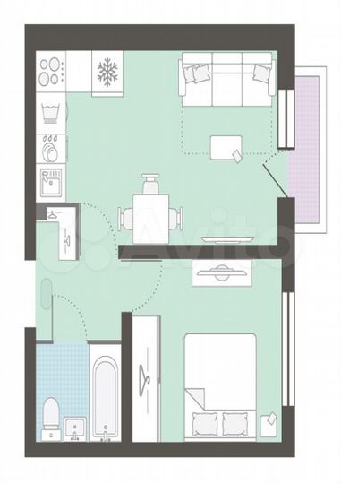 2-к. квартира, 36 м², 7/25 эт.