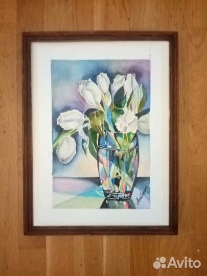 Картина акварельная цветы тюльпаны