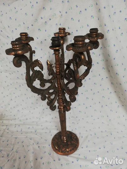 Старинный медный подсвечник на 6 свечей