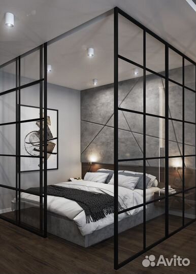 Стеклянные перегородки для спальни