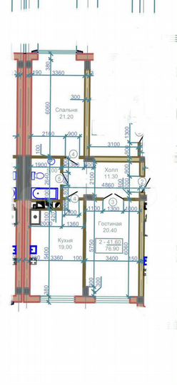 2-к. квартира, 77 м², 6/9 эт.