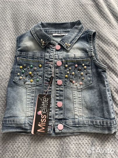 Джинсовая жилетка на девочку (2,3,4,5 лет)