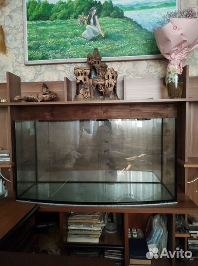 Аквариум, тумба, фильтр, коряга, замок, грунт