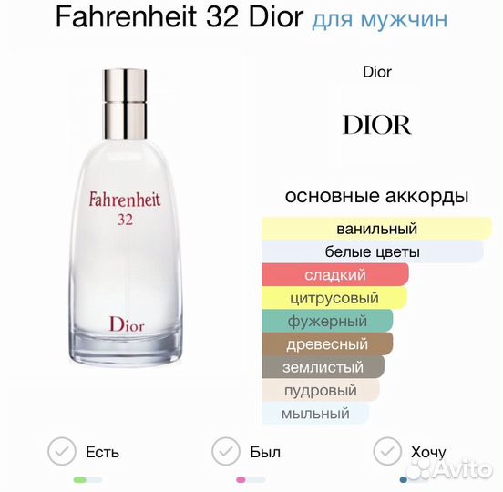 Dior Fahrenheit 32 / Диор Фаренгейт 32 белый духи