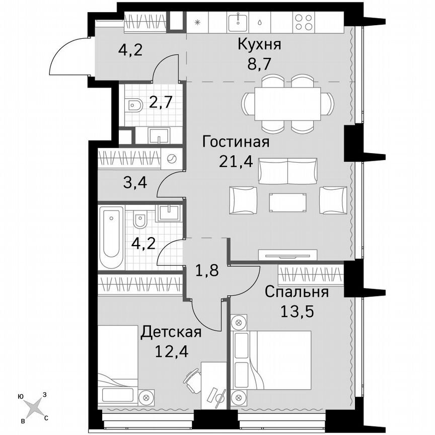 2-к. квартира, 72,3 м², 51/51 эт.