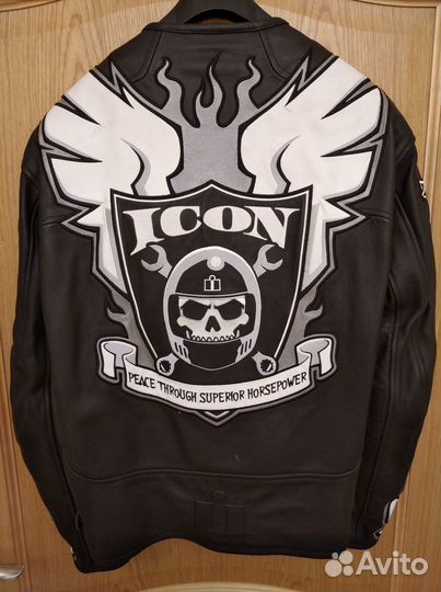 Мотокуртка кожаная Icon Crest Black