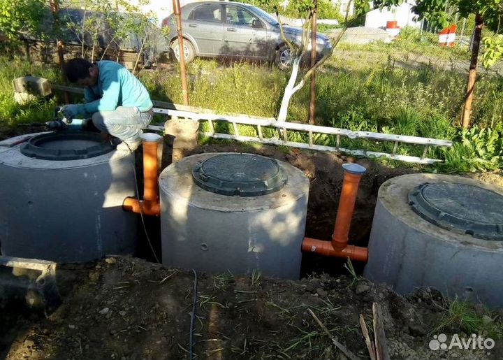 Септик канализация сливная из жби колец