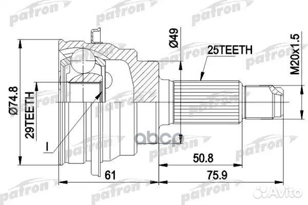 Шрус наружн ккт patron PCV1039 PCV1039 patron