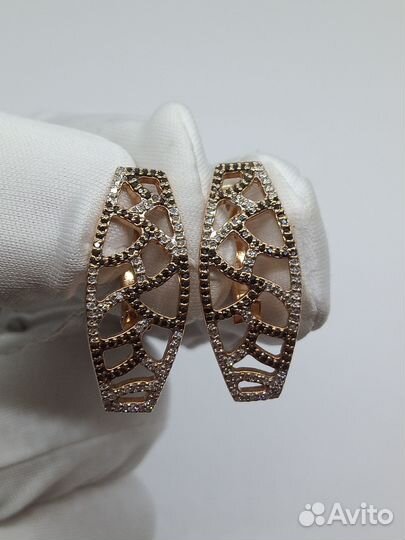 Серьги с природным камнем Золото