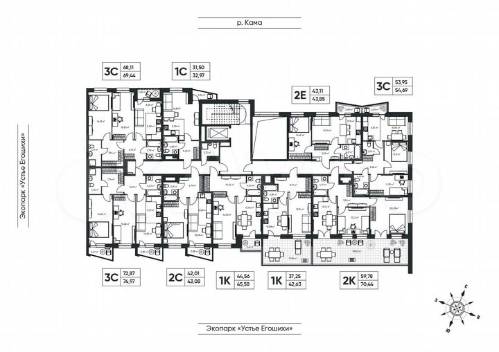 3-к. квартира, 54,7 м², 1/6 эт.