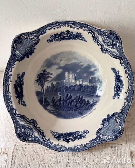 Винтажная синяя посуда, Англия