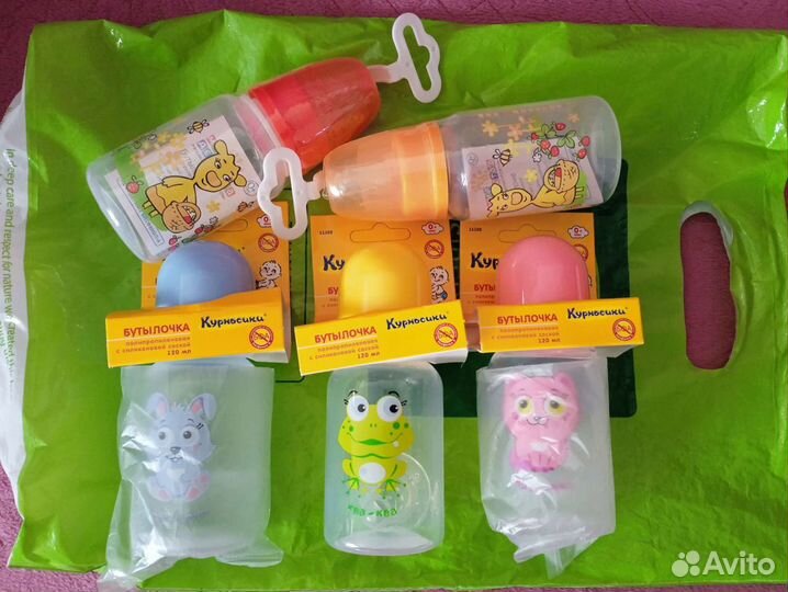 Памперсы до 6кг и 4-9кг, вкладыши, бутылки