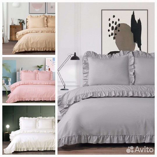 Белье постельное сатин с рюшкой