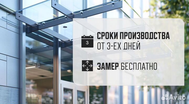 Стеклянный козырек на профиле