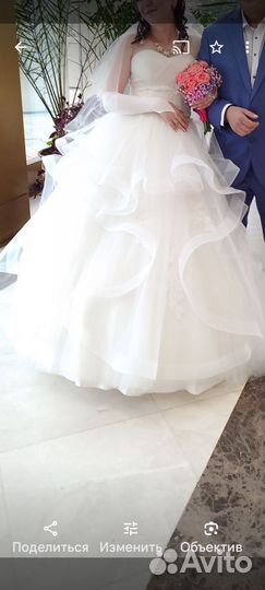 Свадебное платье 44 46 бу